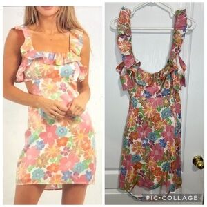 Storia Floral Shimmer Cutout Mini Dress size L
